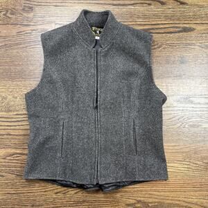 Wyoming Traders Vest Womens Large Gray Wool Tweed Full Zip Lined Western Ranch